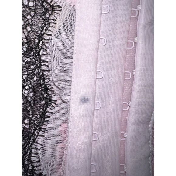 Victoria's Secret UNLINED 34B,36B GARTER CORSET+thong+SLIP Gown Pink Black Lace - Picture 6 of 6